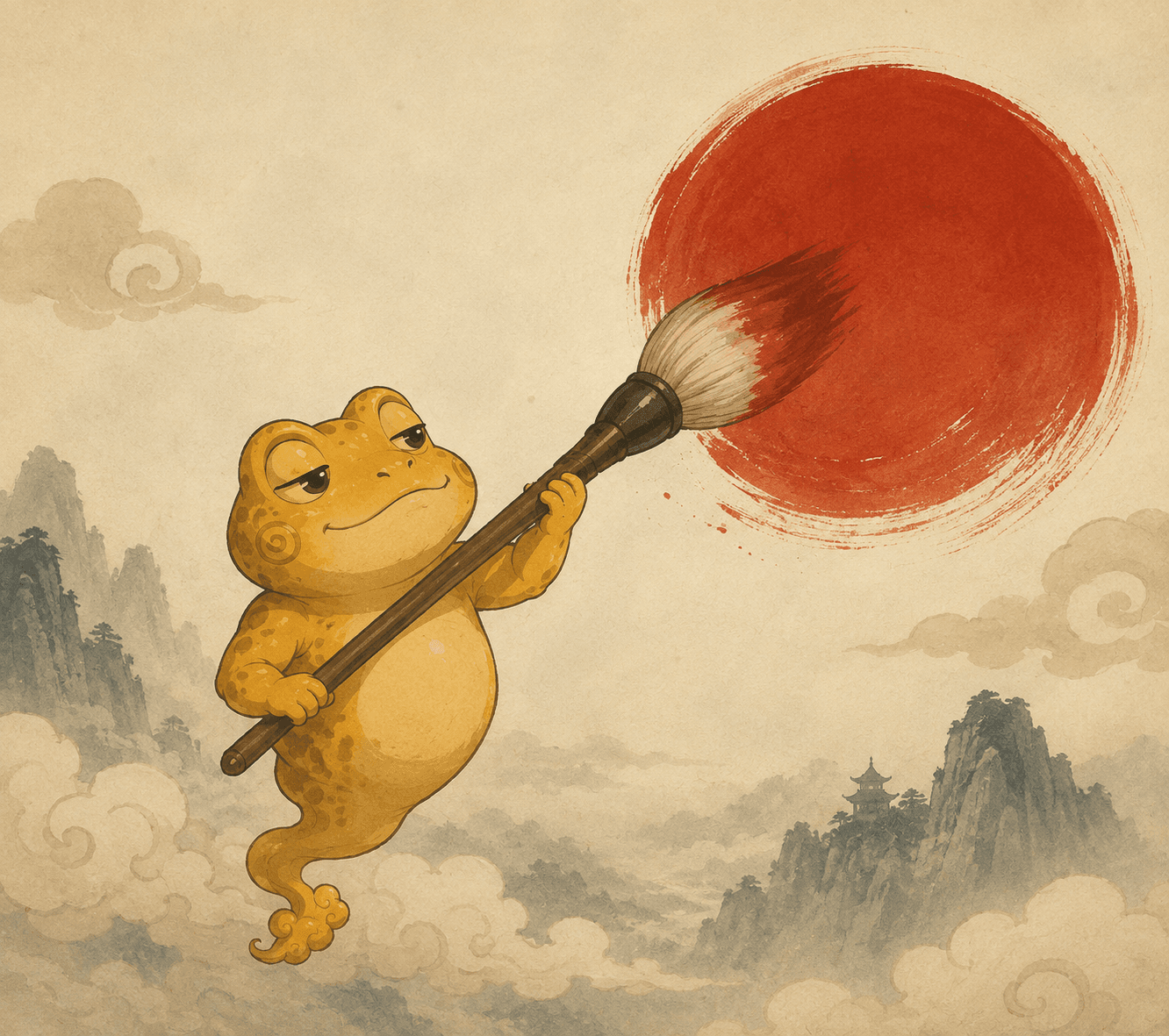 Jin painting the red sun